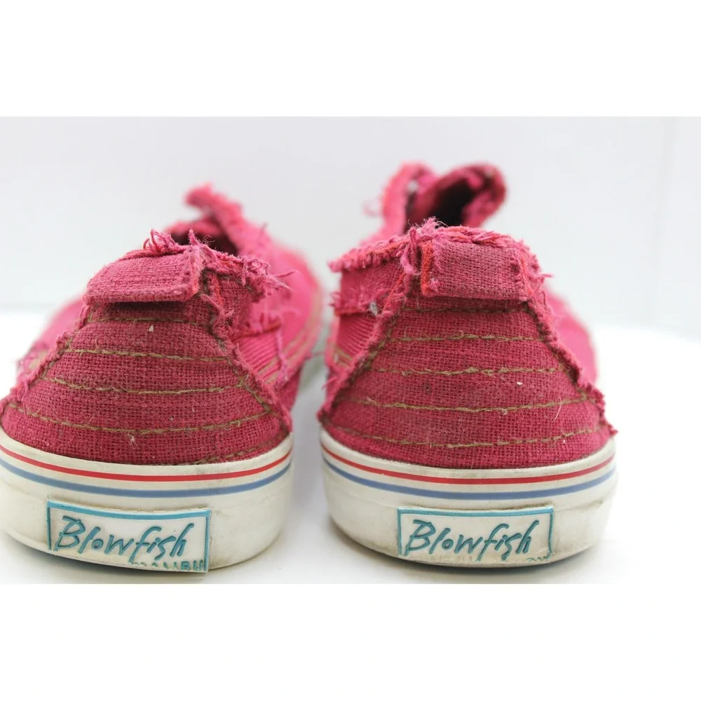 Blowfish Malibu Women's Magenta Pink Canvas‎ Distressed Frayed Slip On Sneakers